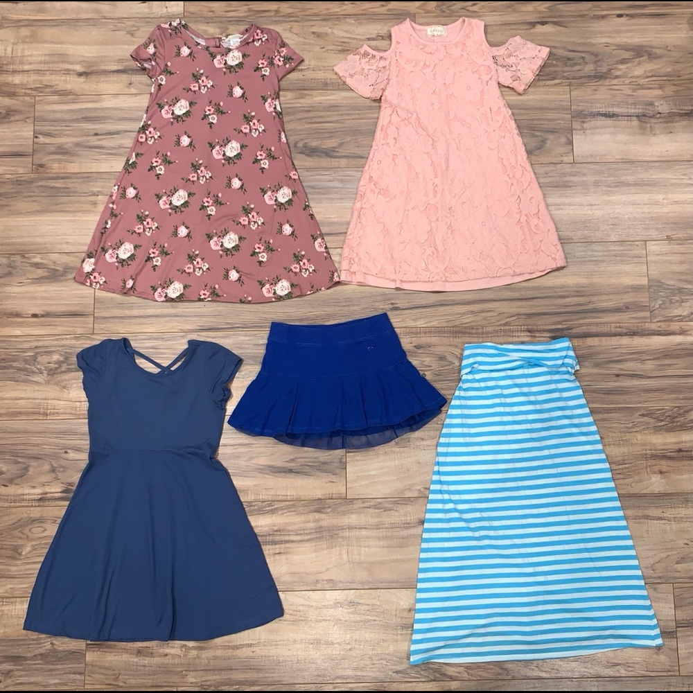 GIRLS SPRING SUMMER DRESS & SKIRT BUNDLE